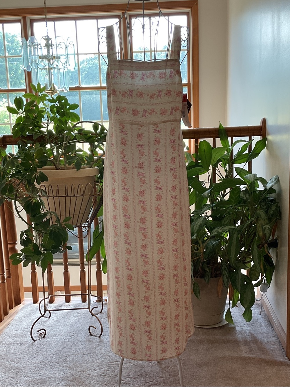 R&K Originals Floral Pink Striped Maxi Dress Size 8 NWT